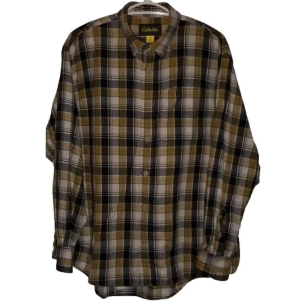 Cabela's Multicolour Plaid Cotton Long Sleeve Button Down Shirt Size L